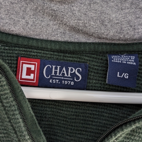 Chaps Green Quarter Zip Sweater Large - Picture 3 of 4